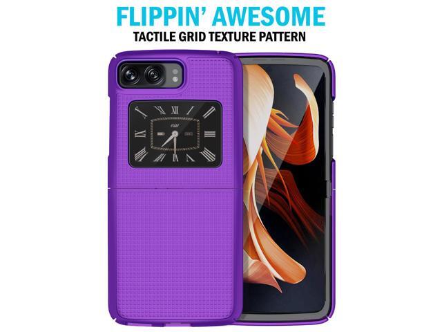 Purple Grid Textured Hard Case Slim Phone Cover for Motorola RAZR3 5G (2022)