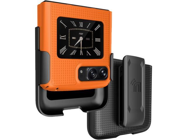 Bright Orange Hard Case Cover and Belt Clip for Motorola RAZR 3 5G 2022 Phone