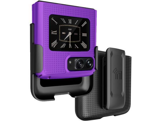 Purple Hard Case Cover and Belt Clip Holster for Motorola Moto RAZR3 5G (2022)