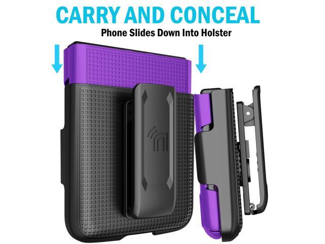 Purple Hard Case Cover and Belt Clip Holster for Motorola Moto RAZR3 5G (2022)