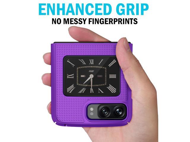 Purple Grid Textured Hard Case Slim Phone Cover for Motorola RAZR3 5G (2022)