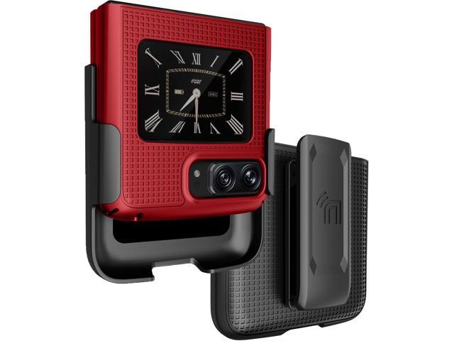 Red Hard Case Cover and Belt Clip Holster Combo for Motorola RAZR 3 5G (2022)