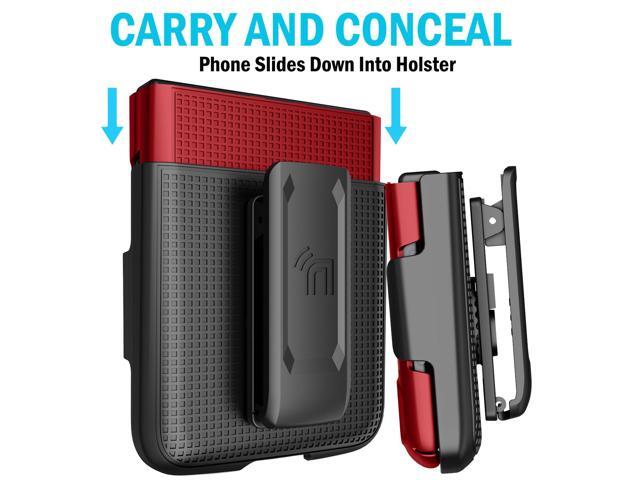 Red Hard Case Cover and Belt Clip Holster Combo for Motorola RAZR 3 5G (2022)