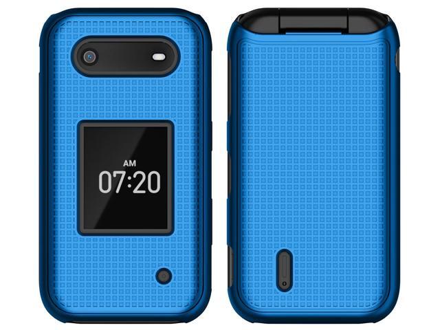 Cobalt Blue Grid Texture Hard Shell Case Cover for Nokia 2760 2780 Flip Phone