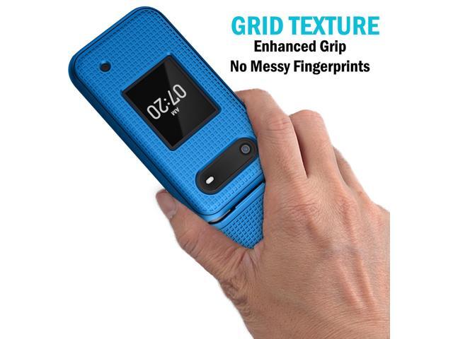 Cobalt Blue Grid Texture Hard Shell Case Cover for Nokia 2760 2780 Flip Phone