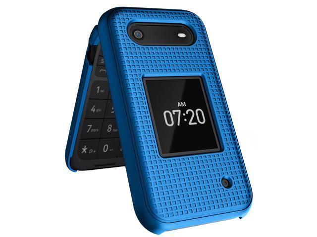 Cobalt Blue Grid Texture Hard Shell Case Cover for Nokia 2760 2780 Flip Phone