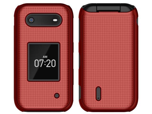 Red Grid Texture Slim Hard Shell Case Cover for Nokia 2760 2780 Flip Phone