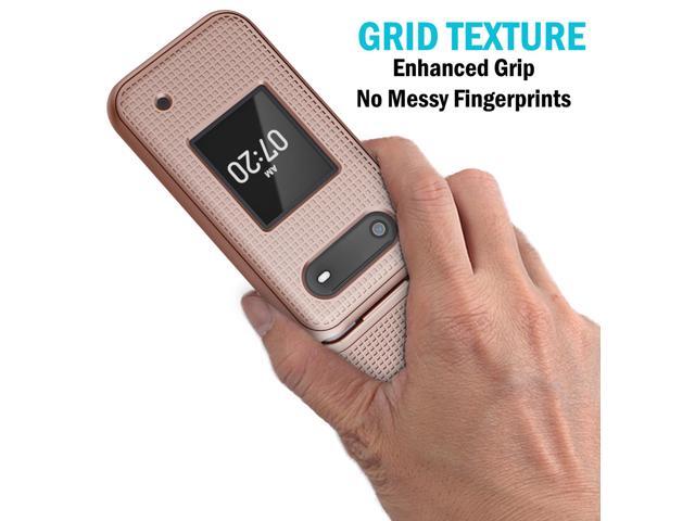 Rose Gold Pink Grid Texture Hard Shell Case Cover for Nokia 2760 2780 Flip Phone