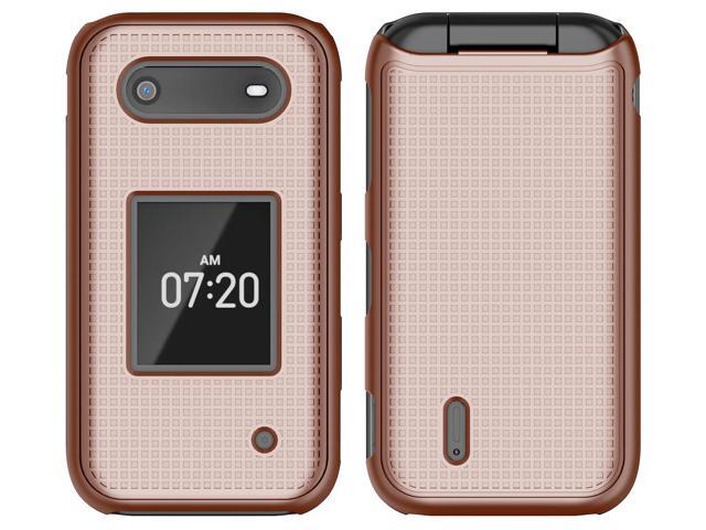 Rose Gold Pink Grid Texture Hard Shell Case Cover for Nokia 2760 2780 Flip Phone