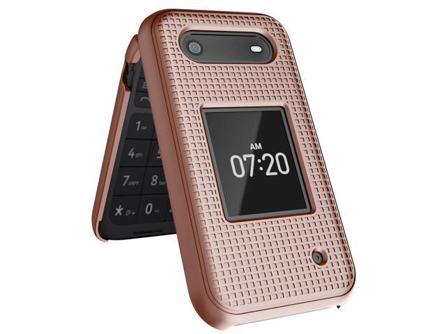 Rose Gold Pink Grid Texture Hard Shell Case Cover for Nokia 2760 2780 Flip Phone