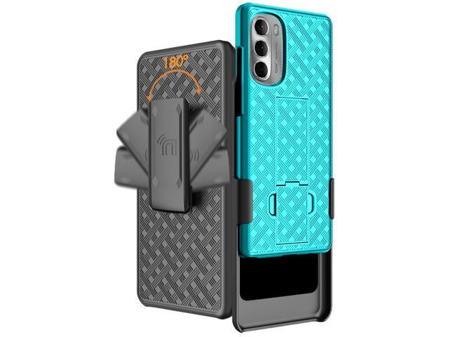 Aqua Teal Mint Hard Case Cover Stand and Belt Clip for Moto G Stylus 5G 2022