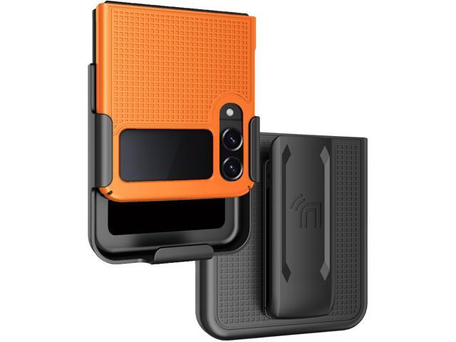 Bright Orange Hard Case Cover and Belt Clip for Samsung Galaxy Z Flip 4 5G Phone