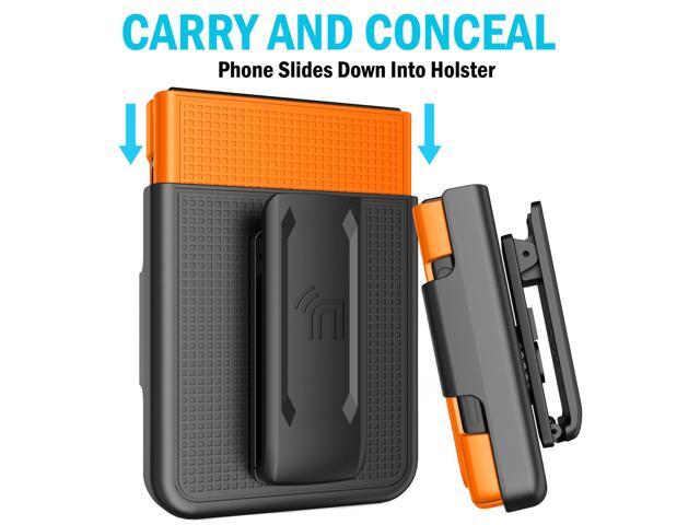 Bright Orange Hard Case Cover and Belt Clip for Samsung Galaxy Z Flip 4 5G Phone