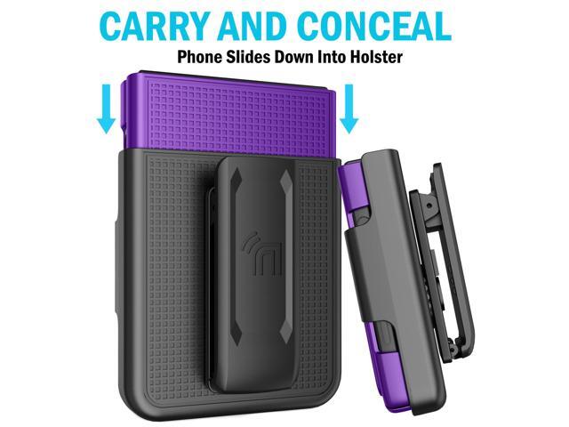 Purple Hard Case Cover and Belt Clip for Samsung Galaxy Z Flip 4 5G SM-F721