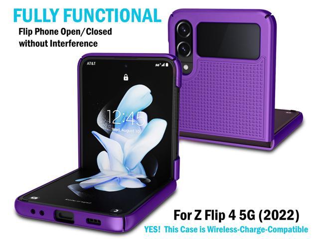 Purple Grid Textured Hard Case Slim Phone Cover for Samsung Galaxy Z Flip 4 5G