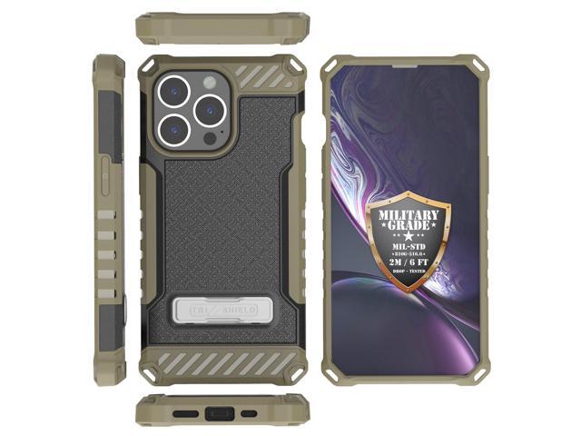 Brown Hybrid Anti-Shock Case Cover w/ Kickstand and Strap for iPhone 13 Pro Max