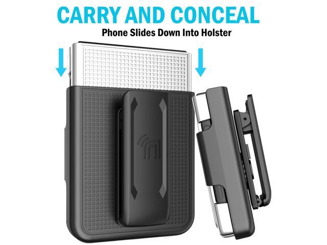 Pearl White Hard Case and Belt Clip Holster for Samsung Galaxy Z Flip 4 5G 2022