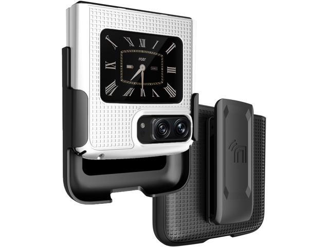 Pearl White Hard Case and Belt Clip Holster for Motorola Moto RAZR 2022 5G Phone