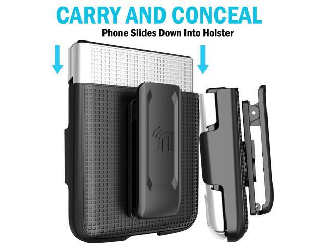 Pearl White Hard Case and Belt Clip Holster for Motorola Moto RAZR 2022 5G Phone