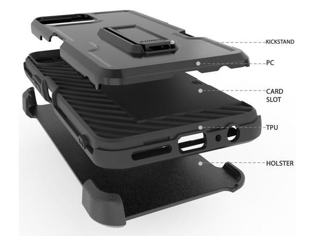 Black Rugged Case Stand Belt Clip Holster for Boost Mobile Celero 5G+ 6.9' 2022