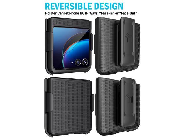 Black Hard Case Cover and Belt Clip Holster for Motorola RAZR Plus (2023) RAZR+