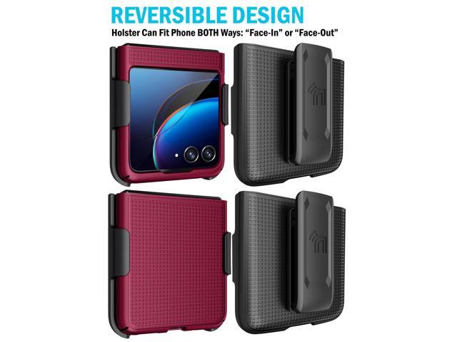 Blue Hard Case Cover and Belt Clip Holster for Motorola RAZR Plus (2023) RAZR+