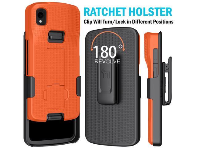 Bright Orange Case + Hand Strap + Belt Clip Holster for Zebra TC22 TC27 Scanner