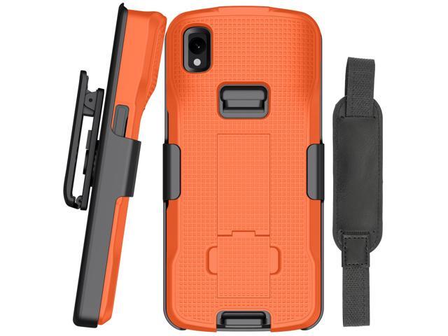 Bright Orange Case + Hand Strap + Belt Clip Holster for Zebra TC22 TC27 Scanner