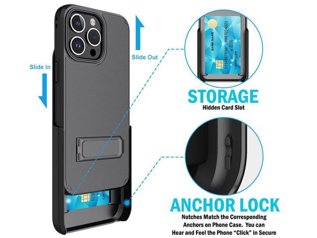 Hybrid Case w/ Stand and Belt Clip Holster Combo for iPhone 15 Pro Max - Black