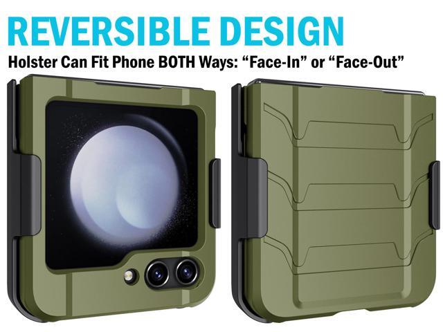 Rugged Phone Case and Belt Clip Stand for Samsung Galaxy Z Flip 5 5G - Olive