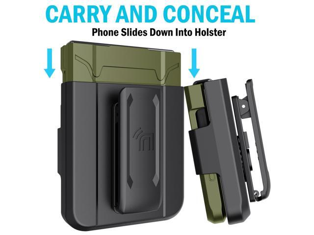 Rugged Phone Case and Belt Clip Stand for Samsung Galaxy Z Flip 5 5G - Olive