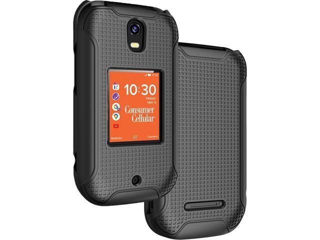 Black Grid Textured Hard Case Slim Cover for Consumer Cellular Iris Flip Phone