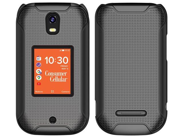 Black Grid Textured Hard Case Slim Cover for Consumer Cellular Iris Flip Phone