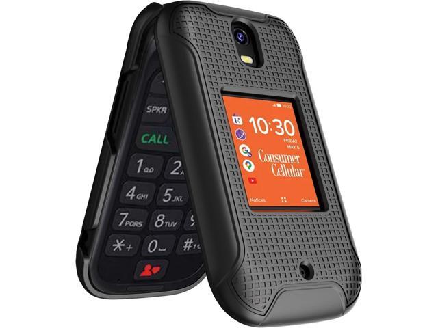 Black Grid Textured Hard Case Slim Cover for Consumer Cellular Iris Flip Phone