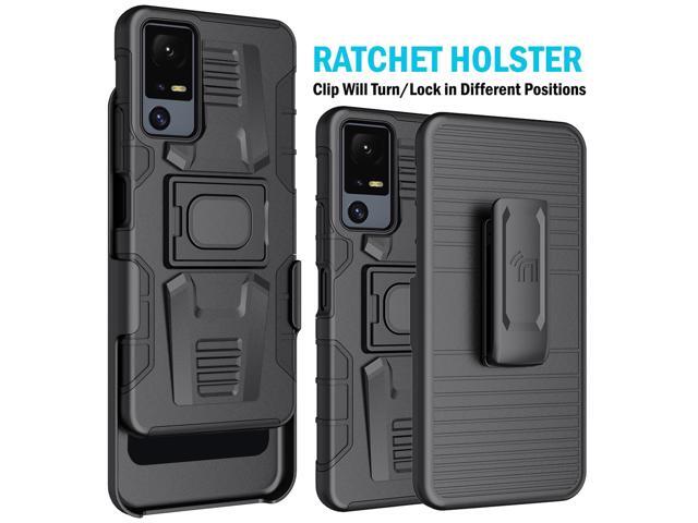Rugged Case Stand and Belt Clip Holster for Jitterbug Smart 4 / TCL 40XL - Black