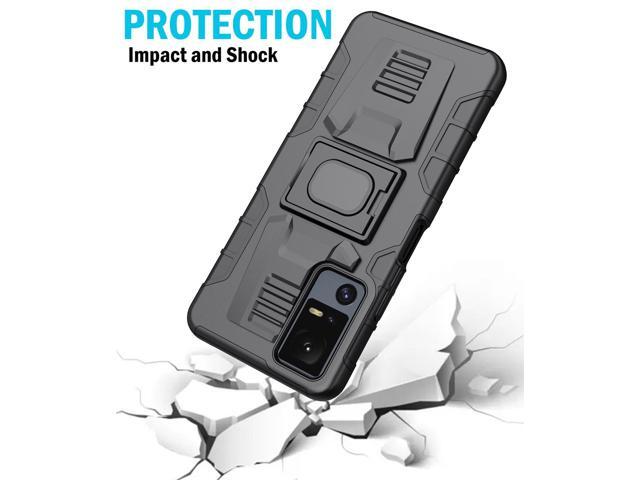 Rugged Case with Ring Grip Stand for Jitterbug Smart 4 Phone / TCL 40XL - Black