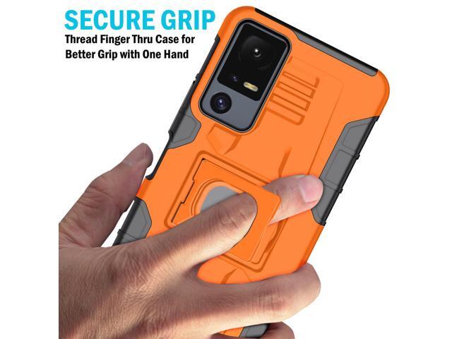 Rugged Case with Ring Grip Stand for Jitterbug Smart 4 Phone / TCL 40XL - Orange