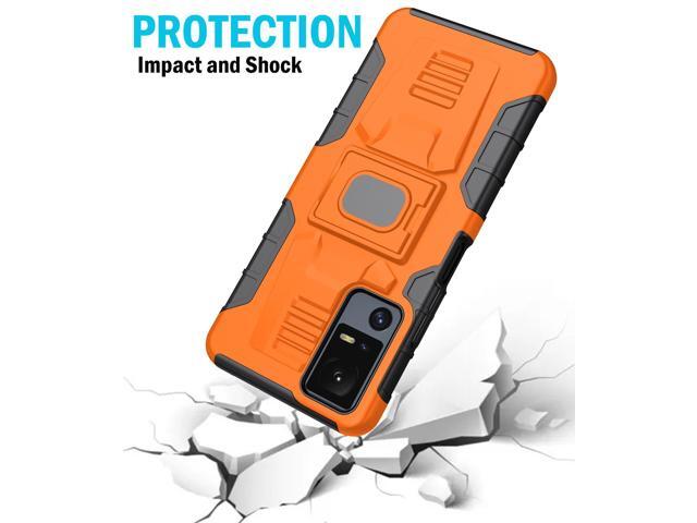 Rugged Case with Ring Grip Stand for Jitterbug Smart 4 Phone / TCL 40XL - Orange