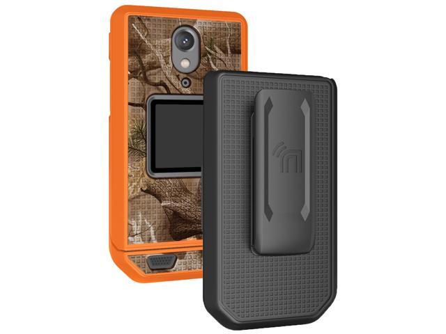 Orange Hunter Camo Case Cover and Belt Clip Holster for CAT S22 Flip Phone