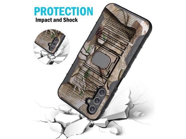 Camo Tree Real Woods Rugged Case with Ring Grip Stand for Samsung Galaxy A14 5G