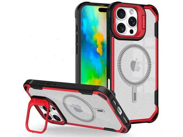 Camera Stand Clear Case for iPhone 16 Pro Max - Compatible with MagSafe - Red