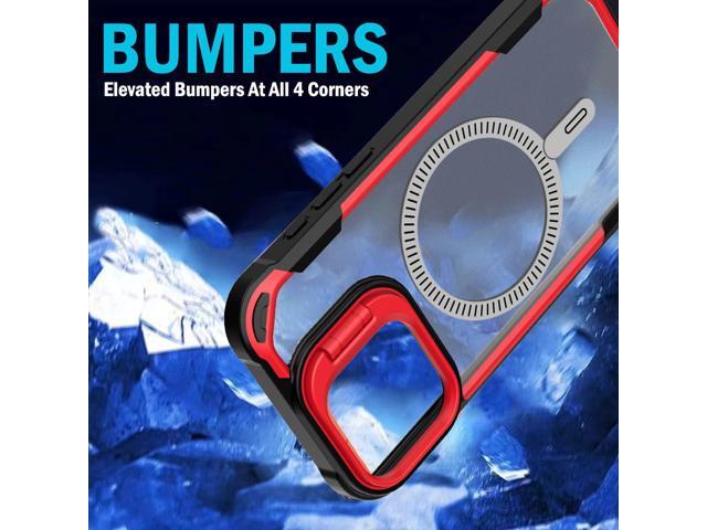 Camera Stand Clear Case for iPhone 16 Pro Max - Compatible with MagSafe - Red