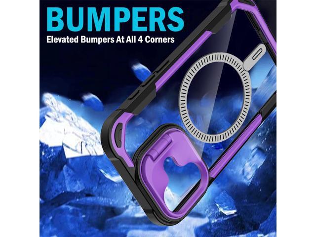 Camera Stand Clear Case for iPhone 16 - Compatible with MagSafe - Purple