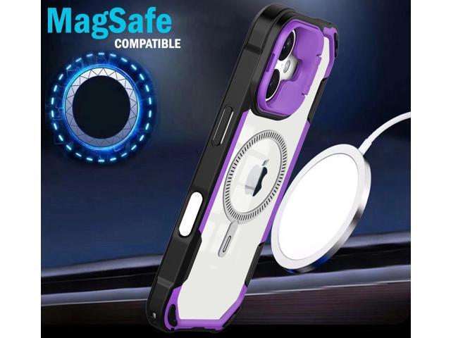 Camera Stand Clear Case for iPhone 16 - Compatible with MagSafe - Purple