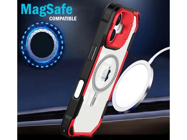 Camera Stand Clear Case for iPhone 16 - Compatible with MagSafe - Red