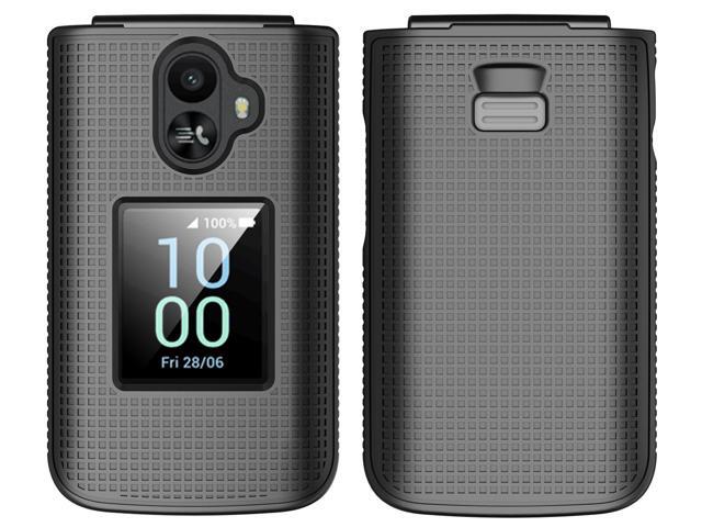 Grid Texture Hard Case Slim Cover for TCL Flip 3 Phone - Black