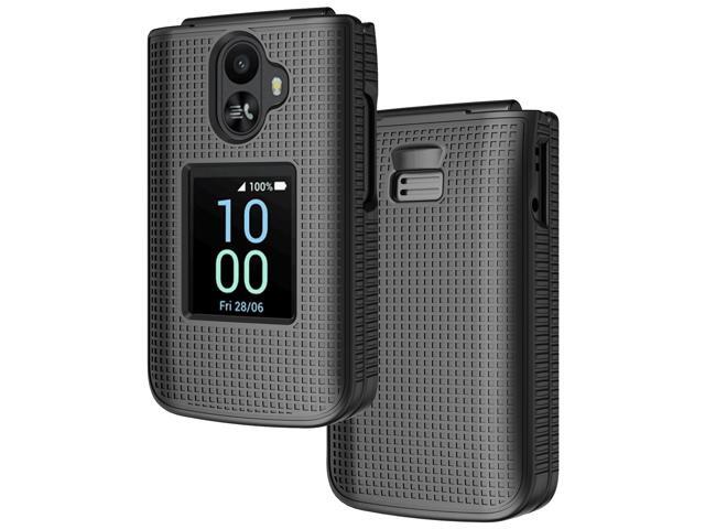 Grid Texture Hard Case Slim Cover for TCL Flip 3 Phone - Black