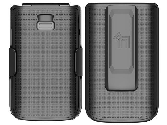 Hard Case and Belt Clip Holster Holder Combo for TCL Flip 3 Phone - Black