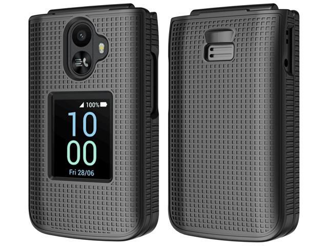 Hard Case and Belt Clip Holster Holder Combo for TCL Flip 3 Phone - Black