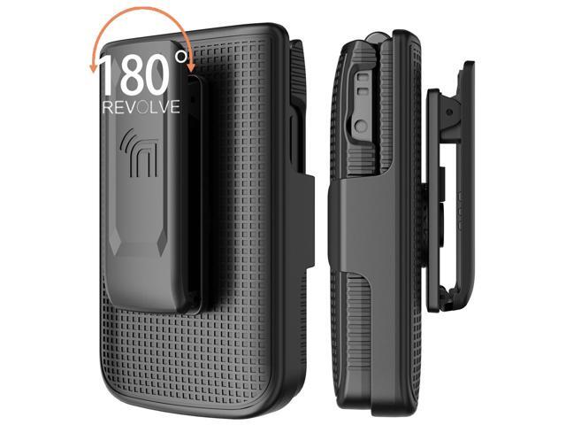 Hard Case and Belt Clip Holster Holder Combo for TCL Flip 3 Phone - Black